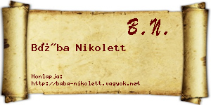 Bába Nikolett névjegykártya