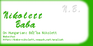 nikolett baba business card